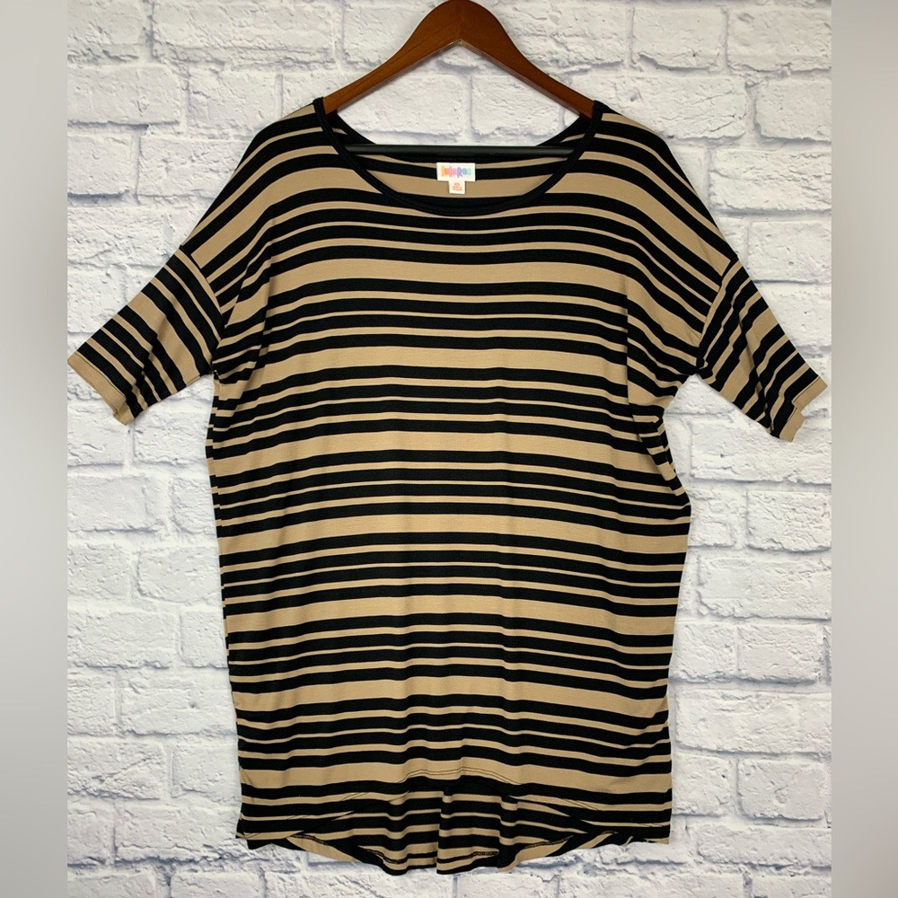 Lularoe Irma Black & Tan Stripe Tunic Size XS Like New